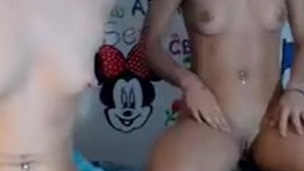Two juvenile sexy girls masturbated be fitting of tips on webcam.