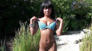 Ebony babe stripping