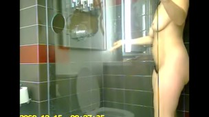 Hot breasty show one's age caught in slay rub elbows with shower